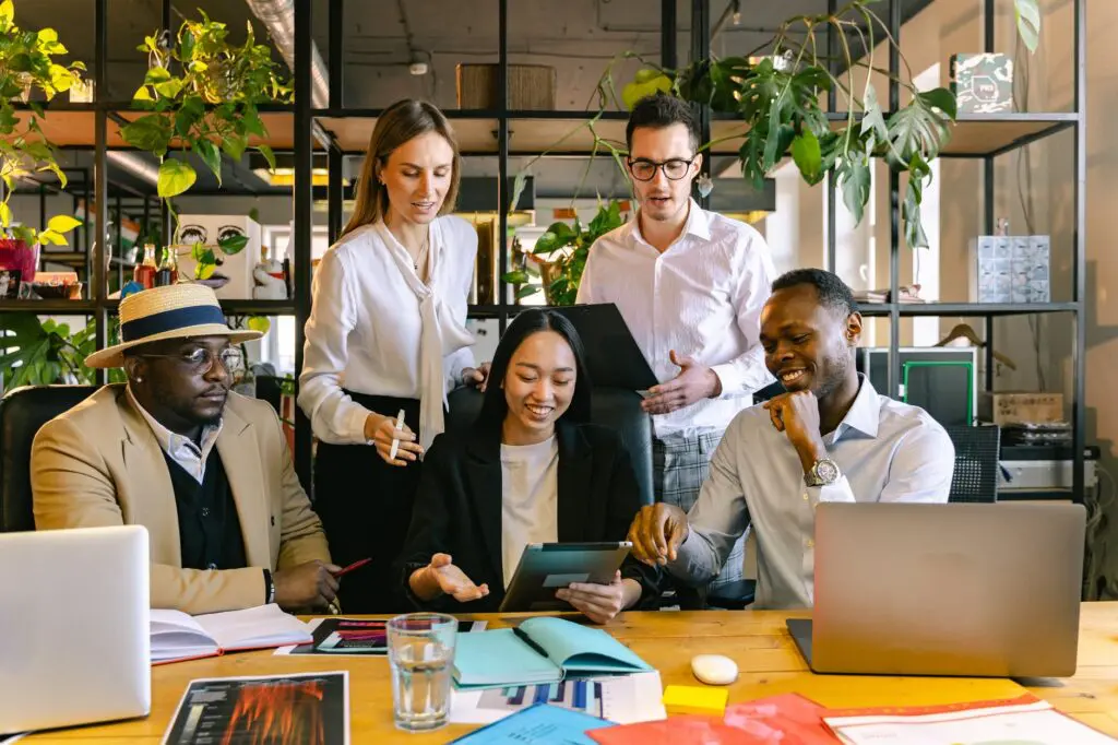 people in the office having a meeting